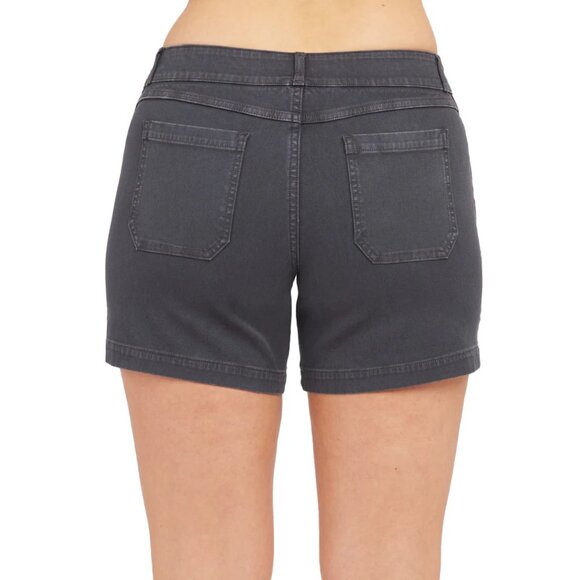 Women's Spanx Stretch Twill 6" Tummy Shaping Shorts in Washed Black l Size Large - Picture 2 of 9